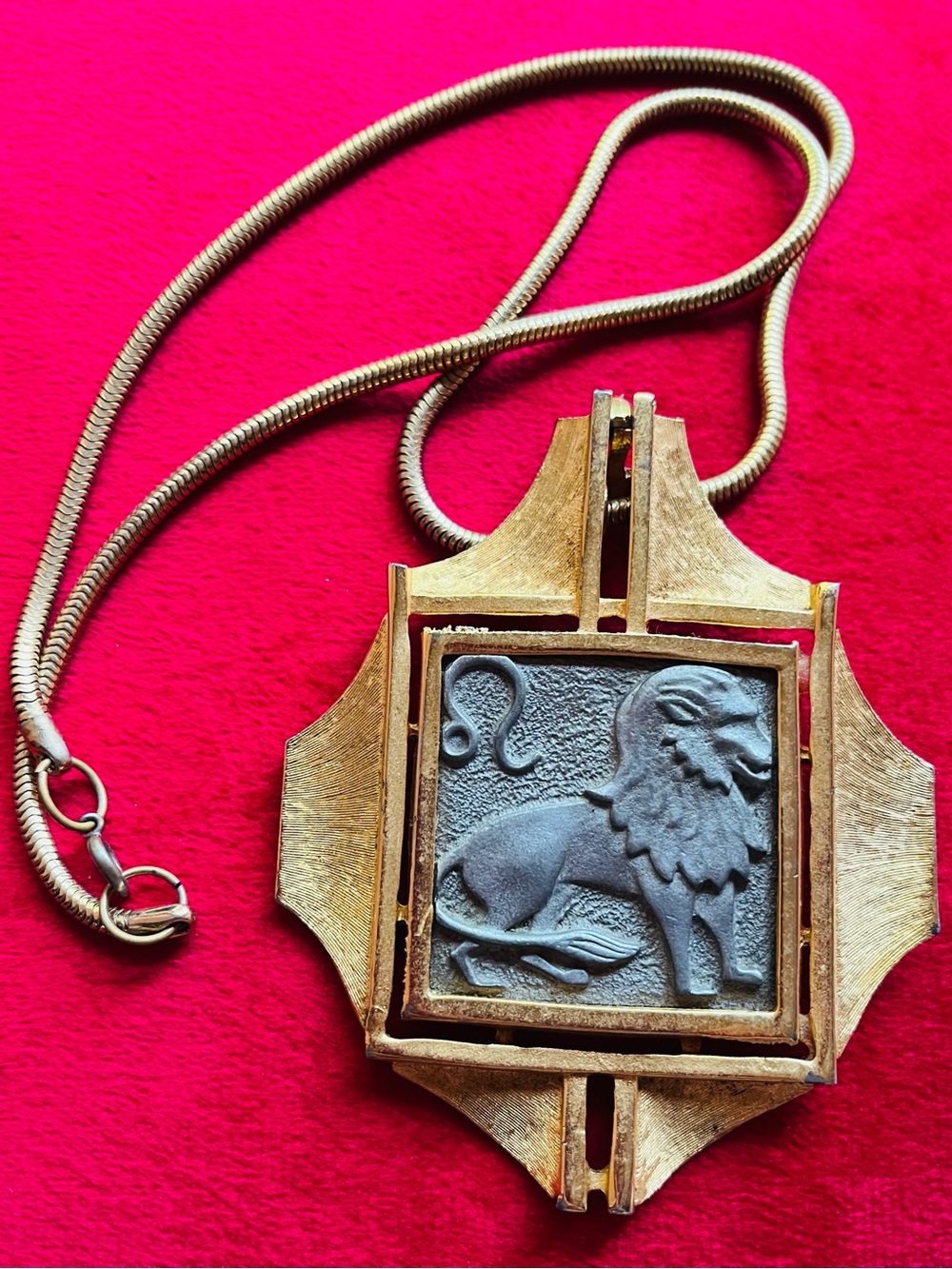 Luca Razza Vintage Brutalist Zodiac Leo Lion Oversized Pendant